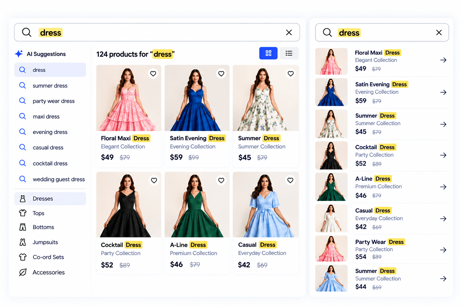 Search block placed on a store page next to the search overlay