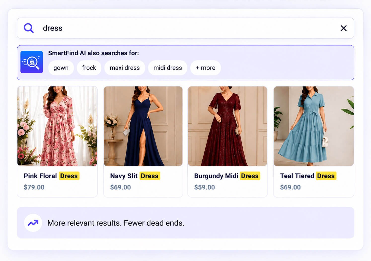 SmartFind AI search with AI suggestions and instant product results